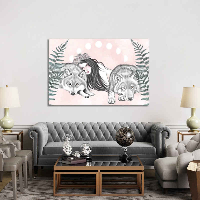 Wolves Together by Andrea Hrnjak - Gallery-Wrapped Canvas Giclée on Canvas, 66.04 cm H x 45.72 cm W, Wrapped Canvas
