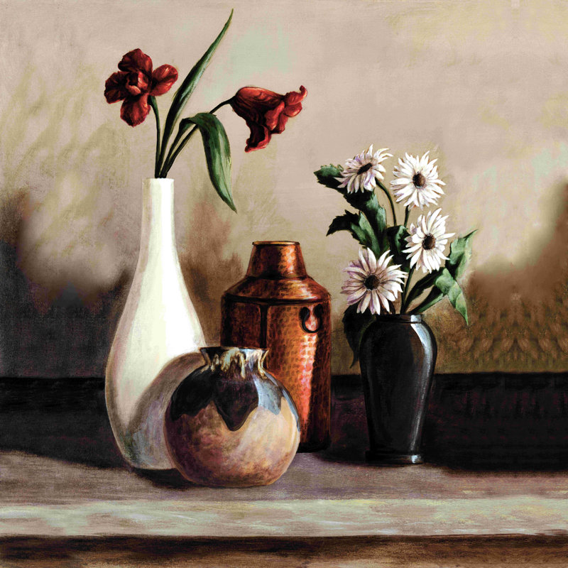 Peinture de vase fleuri, H 36 po x l 36 po