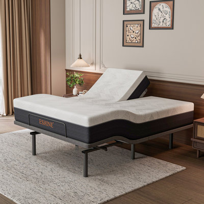 Adjustable Bed Frame With 12'' Memory Foam Mattress, Zero Gravity, Massaging, Wireless Remote & App Control, E3100 Urban Grey
