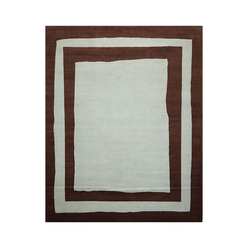 Tapis unique en laine noué à la main brun / gris 8 pi x 10 pi Mikaeel