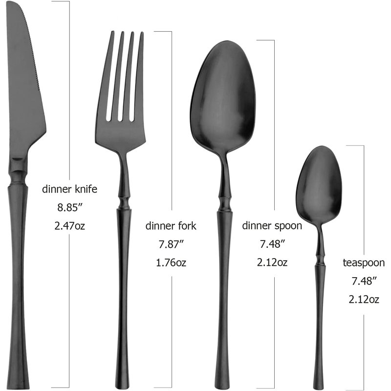 Ensemble de couverts haut de gamme en acier inoxydable 18/10 de qualité supérieure, coutellerie durable et lavable au lave-vaisselle pour un usage quotidien