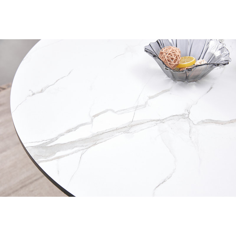 Gustine Round Dining Table, White
