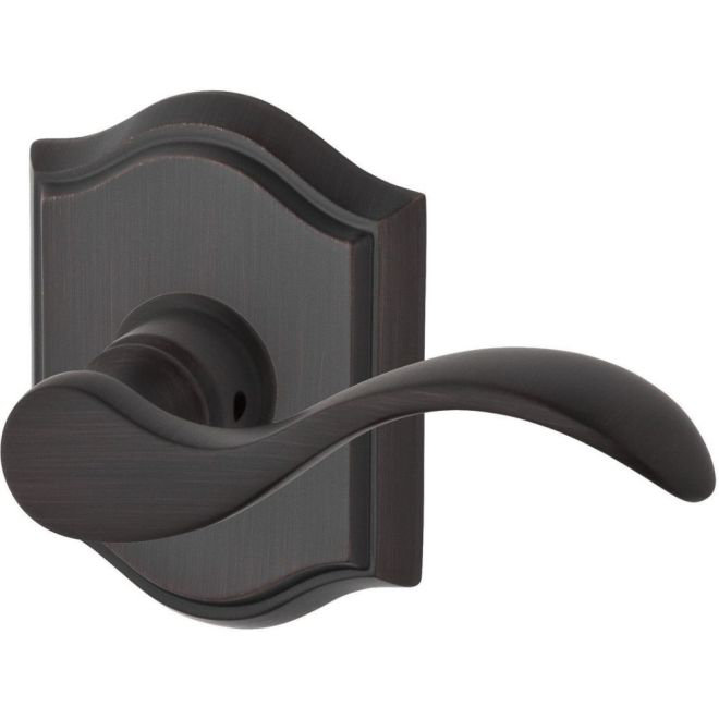 Curve Passage Door Lever with Traditional Arch Rose, Venetian Bronze