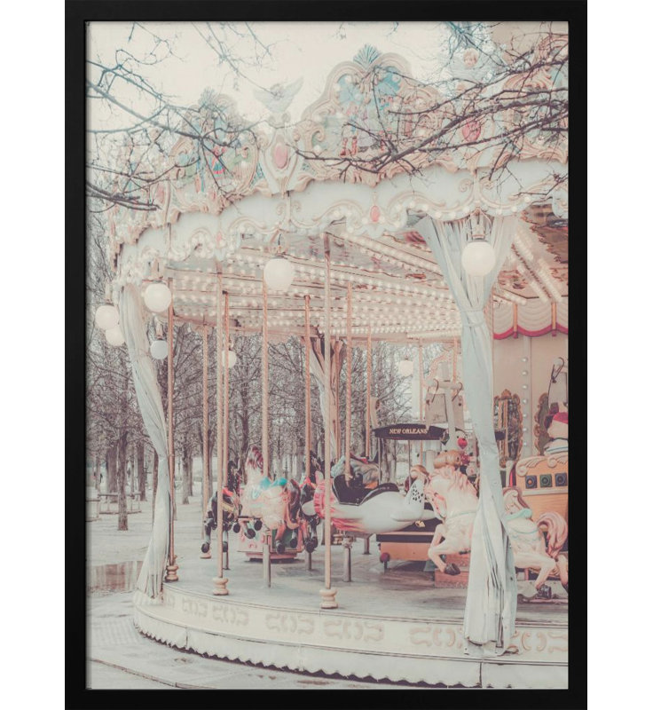 "Paris Carousel III", art mural texturé encadré, Noir, H 24 po x l 18 po