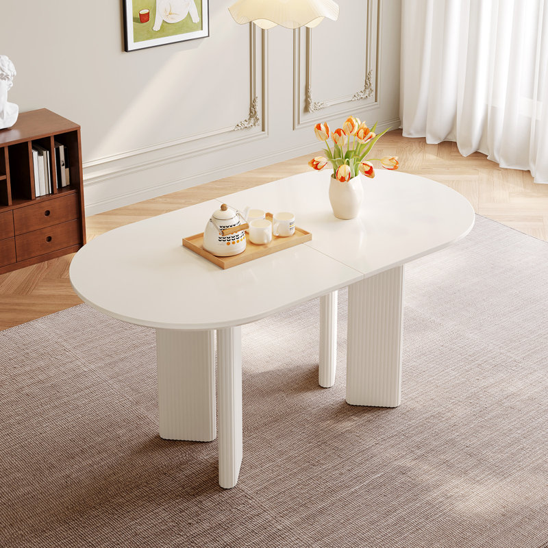 Table de salle à manger ovale 55 po, blanc, petite salle à manger