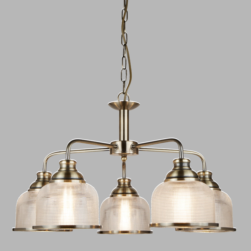 Asner 5 - Light Shaded Chandelier, Antique Brass
