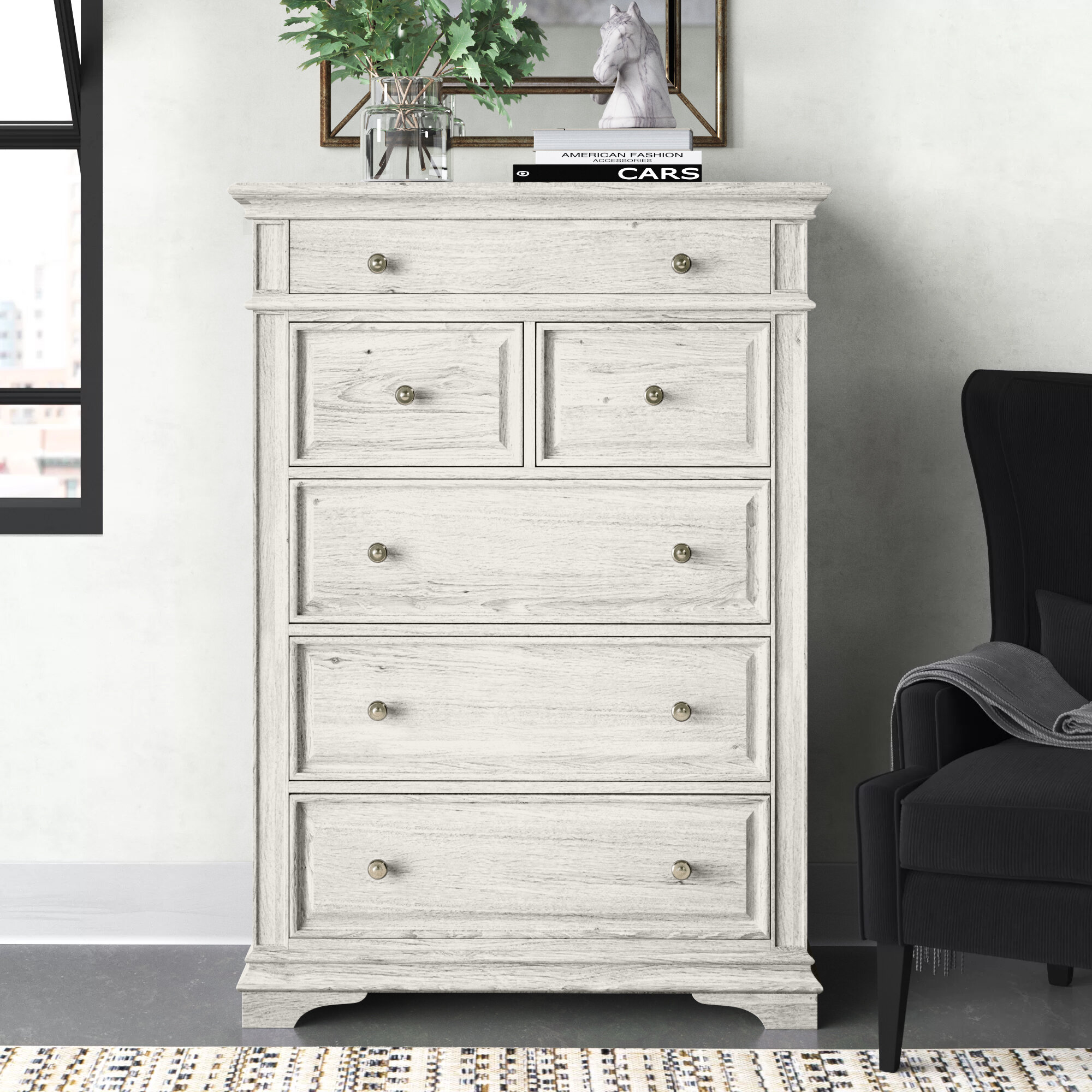 Rustic white store tall dresser