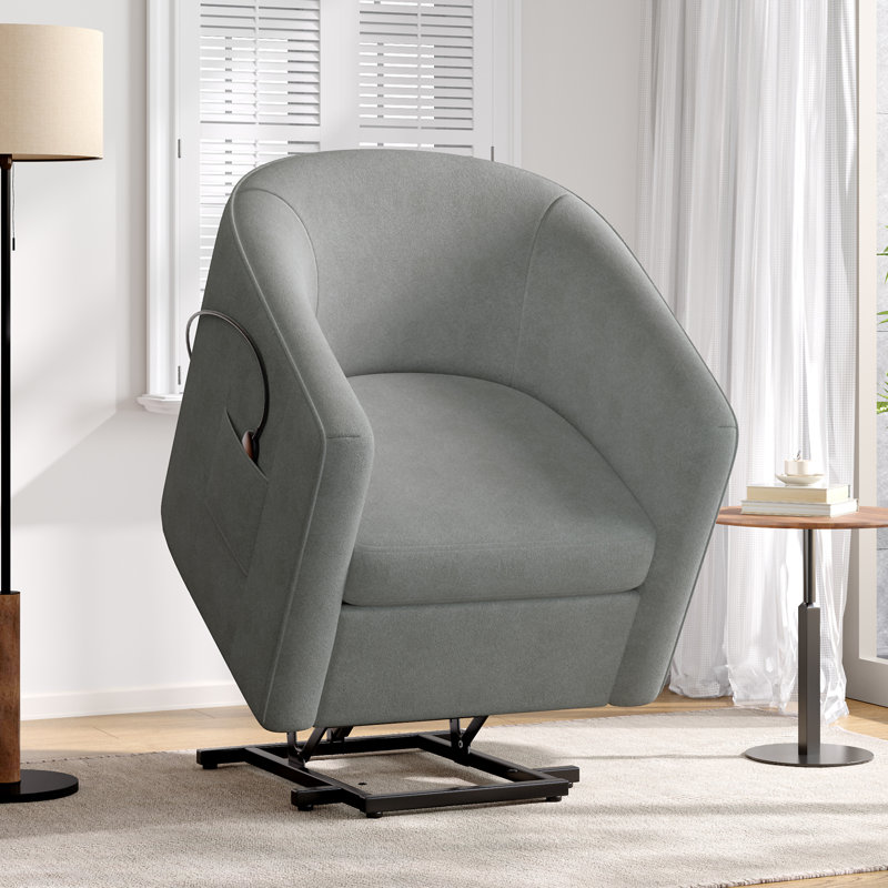 Power Lift Recliner Barrel Shape Recliner Chair Lift Assist Reclining Chair Electric Lift Chair With Footrest And Side Pocket For Seniors