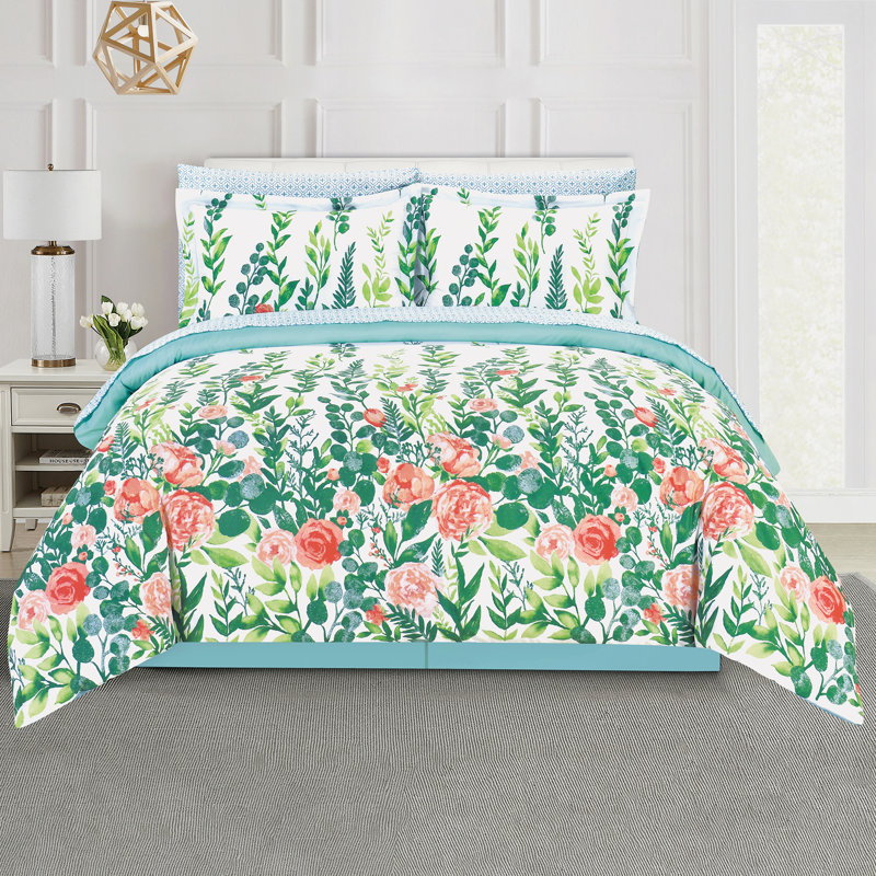 Literie , Grand lit, Vert / rose