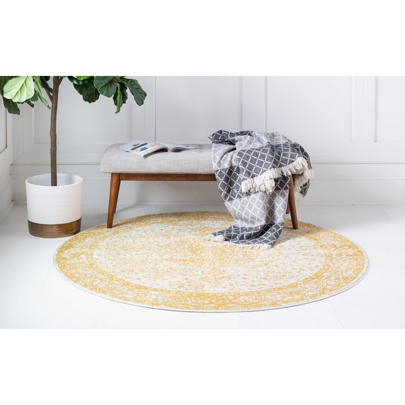 Geometric Indoor Rug, Round 5'3" x 5'3"