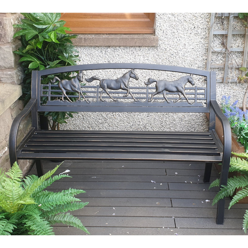 Galloping Horse Metal Garden Bench