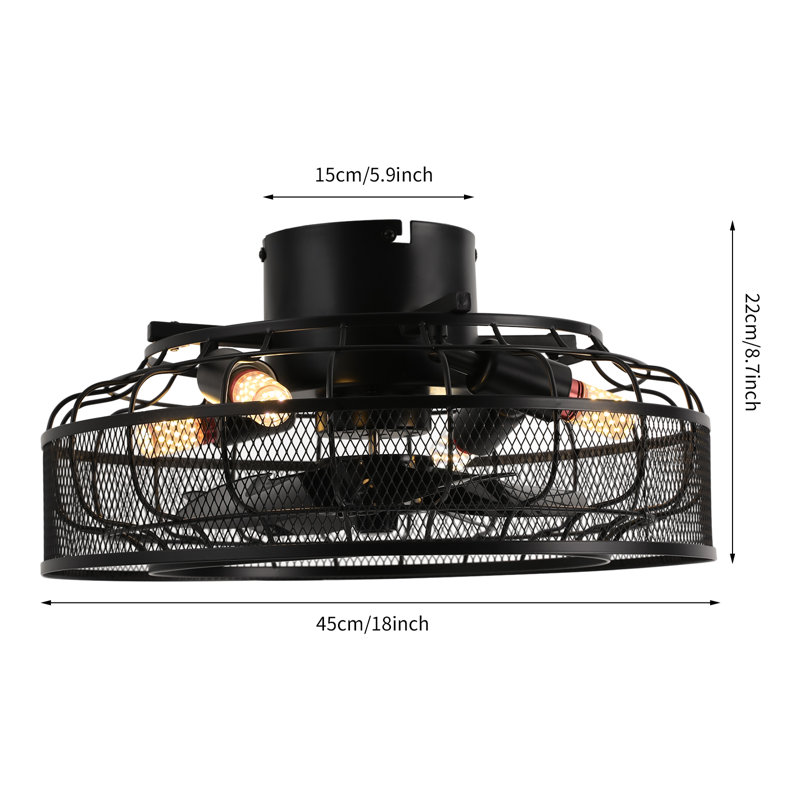 Cashten 18" Caged Ceiling Fan with Remote Control
