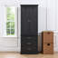 Tall Storage Cabinet With Three Drawers For Bathroom/office, Black-2075990564