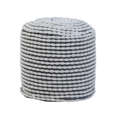 River Water Resistant Handcrafted Cylindrical Pouf, White by Dakota Fields
