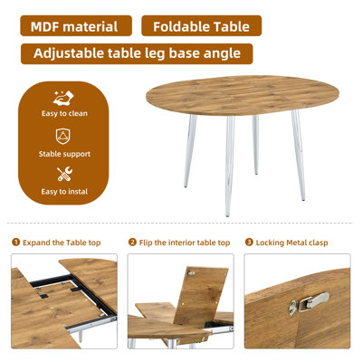 Doté d'un mécanisme rétractable intelligent, le plateau de table en panneau de fibres à densité moyenne Wood Grain et les pieds en métal argenté offrent une surface lisse et délicate. Le look unique crée la silhouette élégante d'une maison moderne.