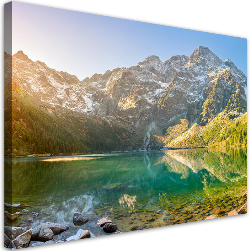 Lake In The Mountains - No Frame Print on Canvas, 80cm H x 120cm W