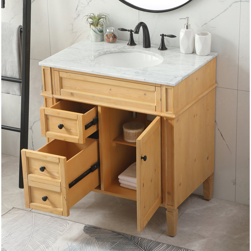 Ensemble de meuble-lavabo simple 32 "Rivers, Brun clair