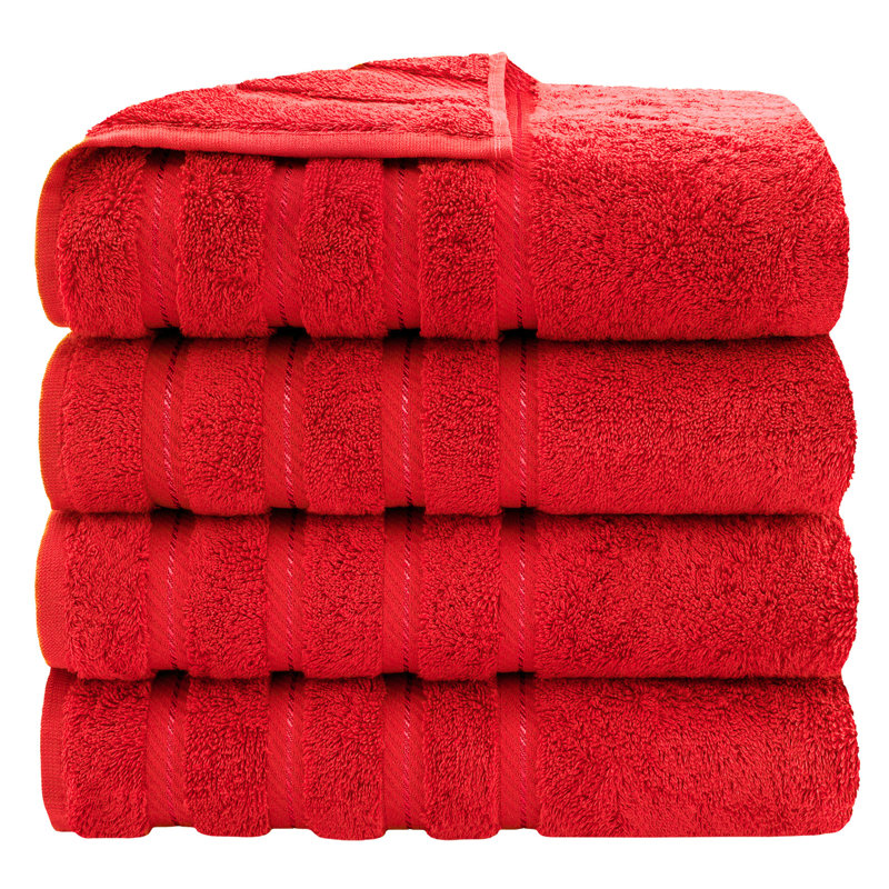 Ensemble de serviettes de bain turques de luxe 100% coton 4 pièces Edison Collection, Rouge