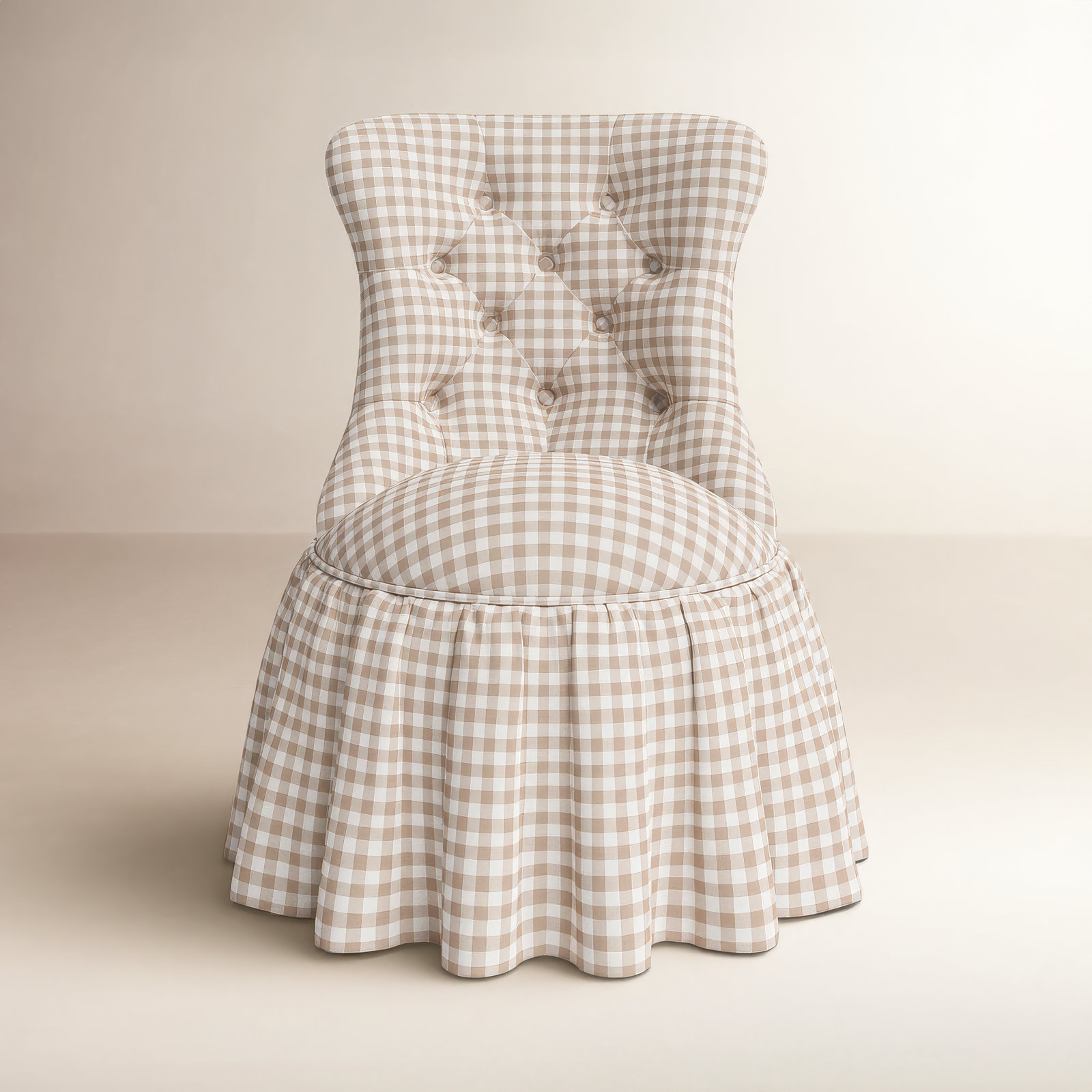 Minnie Upholstered Side Chair, Classic Gingham Tan