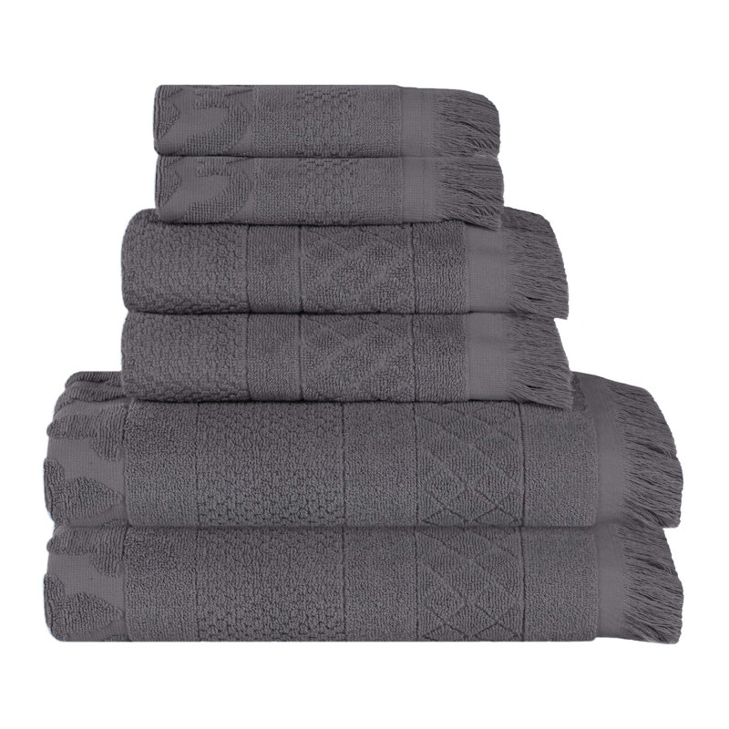 Serviette de bain Rolla, Gris, Ensemble de serviettes 6 pièces