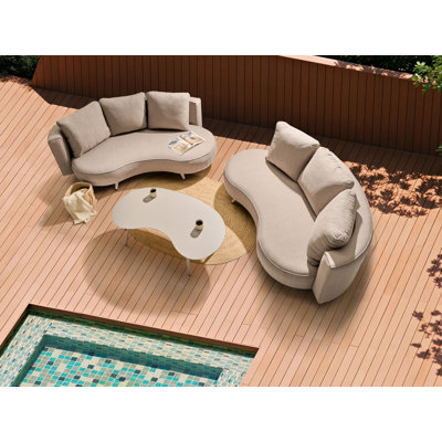 Garden Lounge Set with Table 6 Seater Delynda Beige