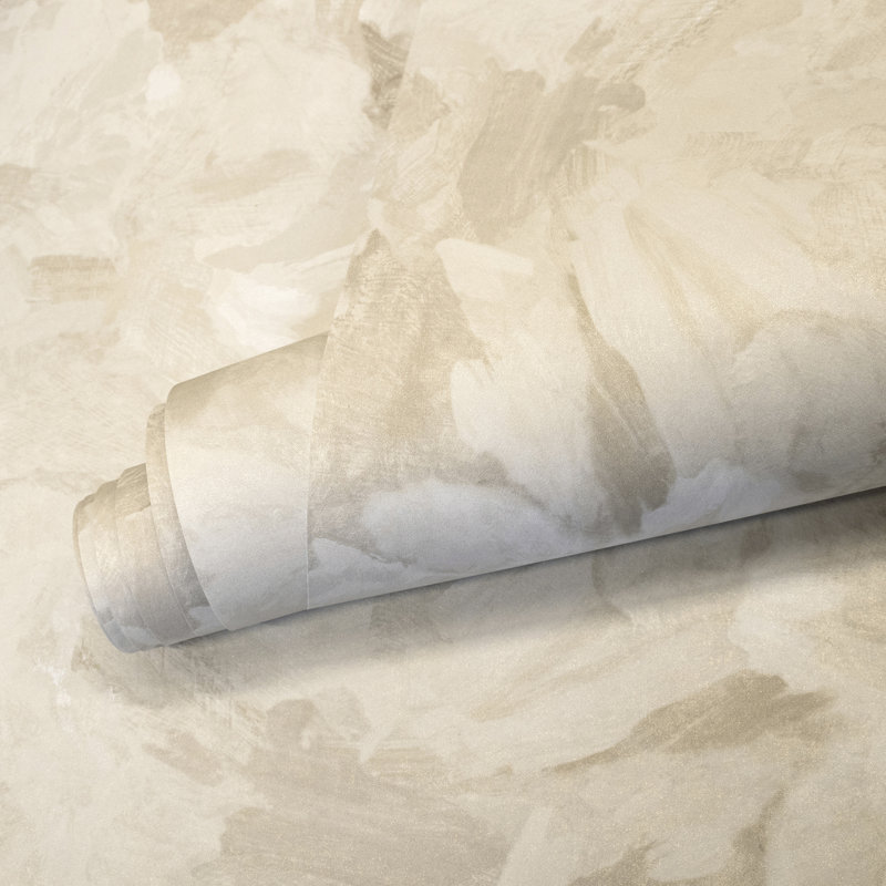 Thaler Abstract Shimmery Plain Paeonia 10.05m x 53cm Wallpaper Roll, Beige
