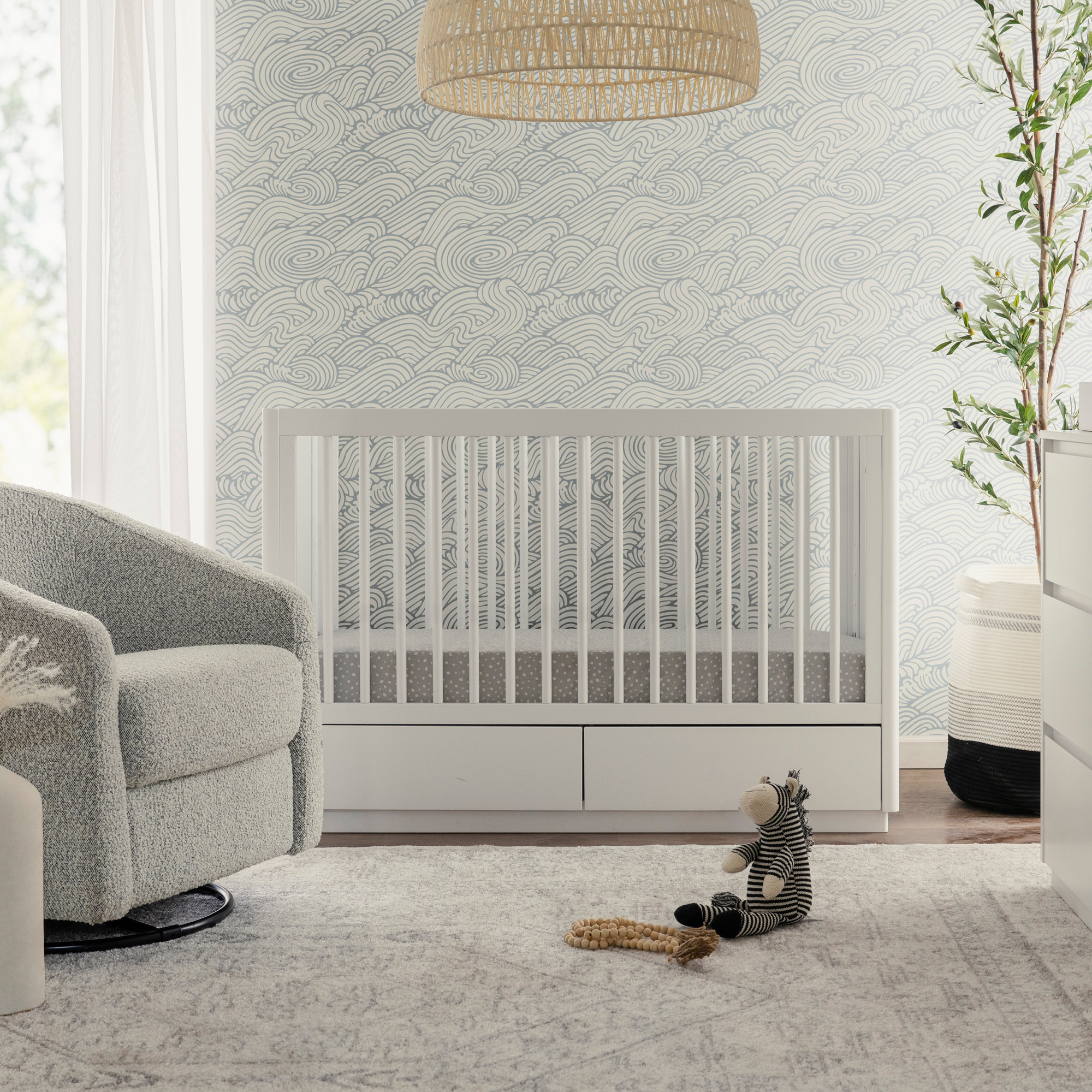 Bento 3-in-1 Convertible Crib with Storage, White