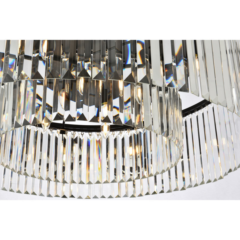 Yazmin Crystal Flush Mount, Matte Black, Clear