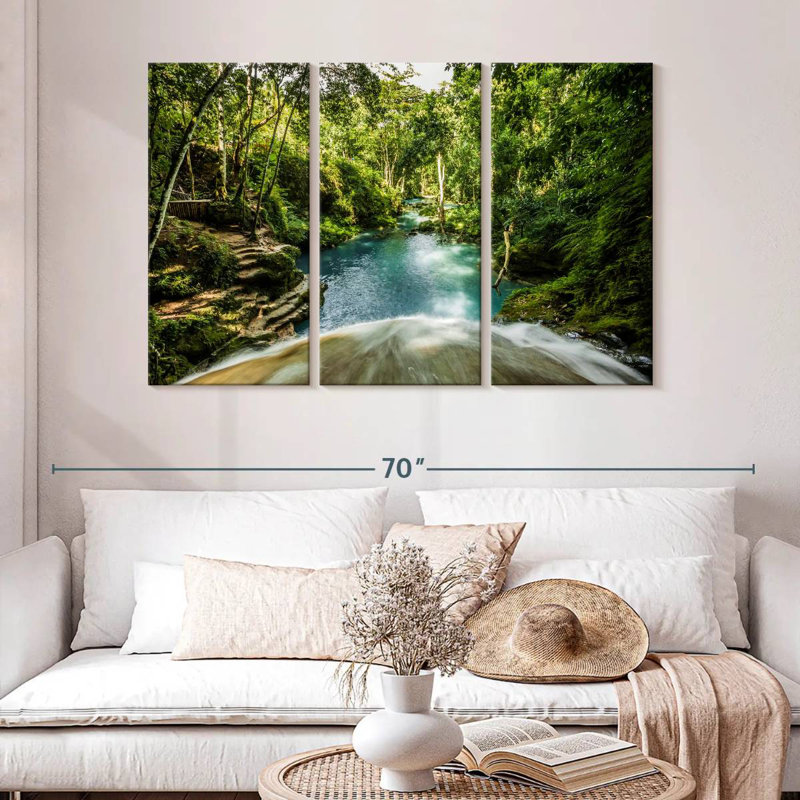 Alvord Jamaican Waterfall Paradise, H 32 po x l 50 po