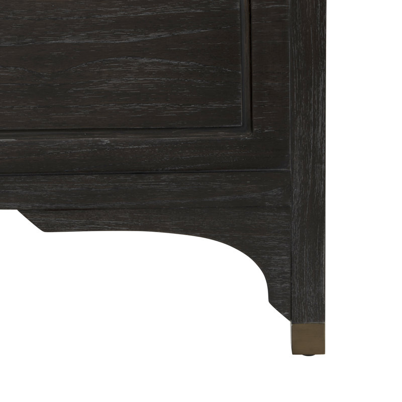Alexandra Bed - Dark, Queen, Cerused Forest Black/Stained Gold