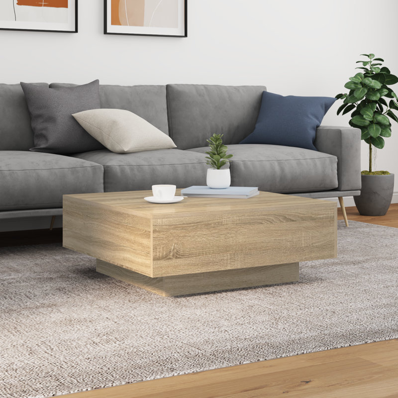 Jlea Pedestal Coffee Table, Sonoma Oak, 31cm H x 80cm L x 80cm W
