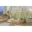 Lit double avec lumière, lit surélevé avec clôture et toit pour enfants, naturel-1228863058-1228863061