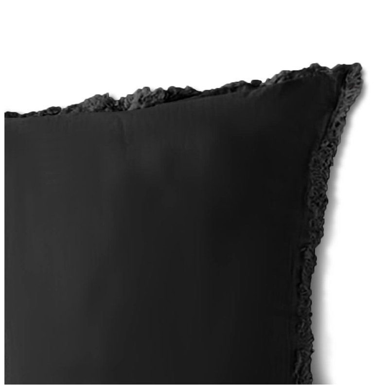 400TC Cotton Sateen Solid Fringe Duvet Cover Set, Black