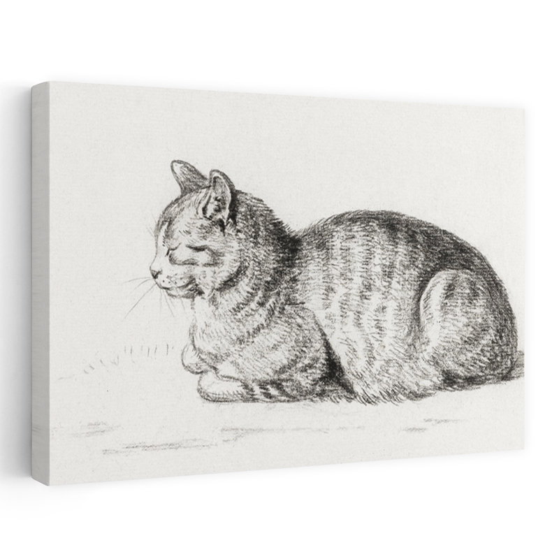Chat couché, rétro, rétro, art mural, H 60 po x l 40 po