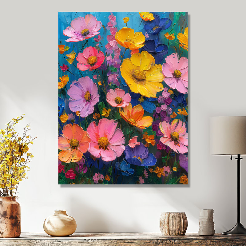 Décoration de jardin coquelicots jaune et rose - coquelicots, Métal métal, H 30 po x l 40 po
