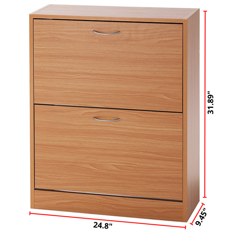 Yak About It Double Door 12 Pair Shoe Storage Cabinet, Beech
