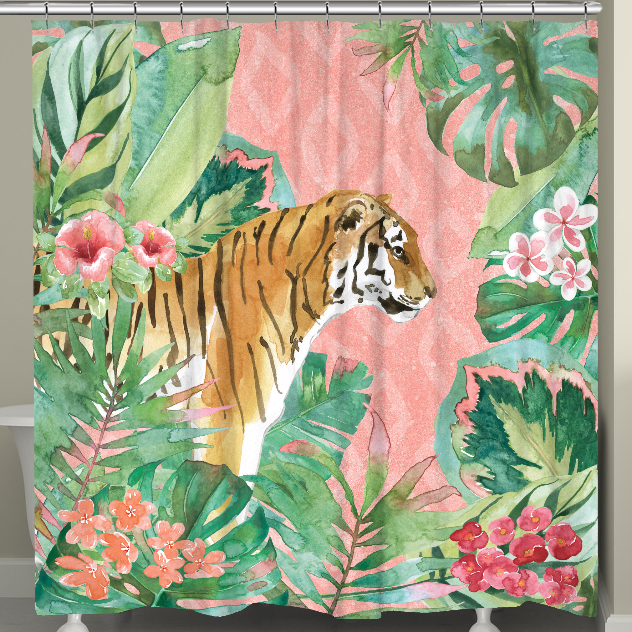 Bayou Breeze Lyanna Tiger in the Jungle Shower Curtain Wayfair