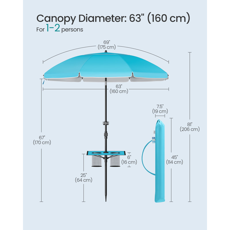 11cm Beach Parasol, Blue