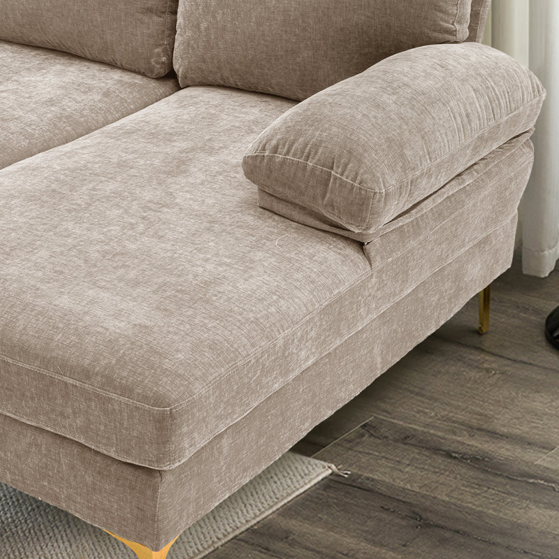 Canapé modulaire 3 pièces Donnica, 100 % polyester brun clair