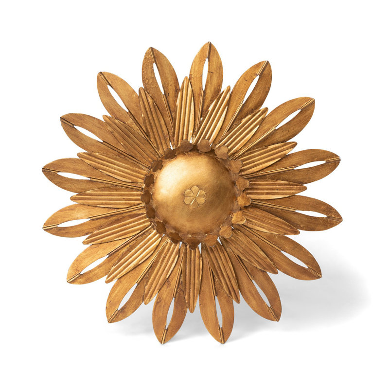 Wall Decor on Metal, Gold, 6.50" H x 1" W x 6.50" D