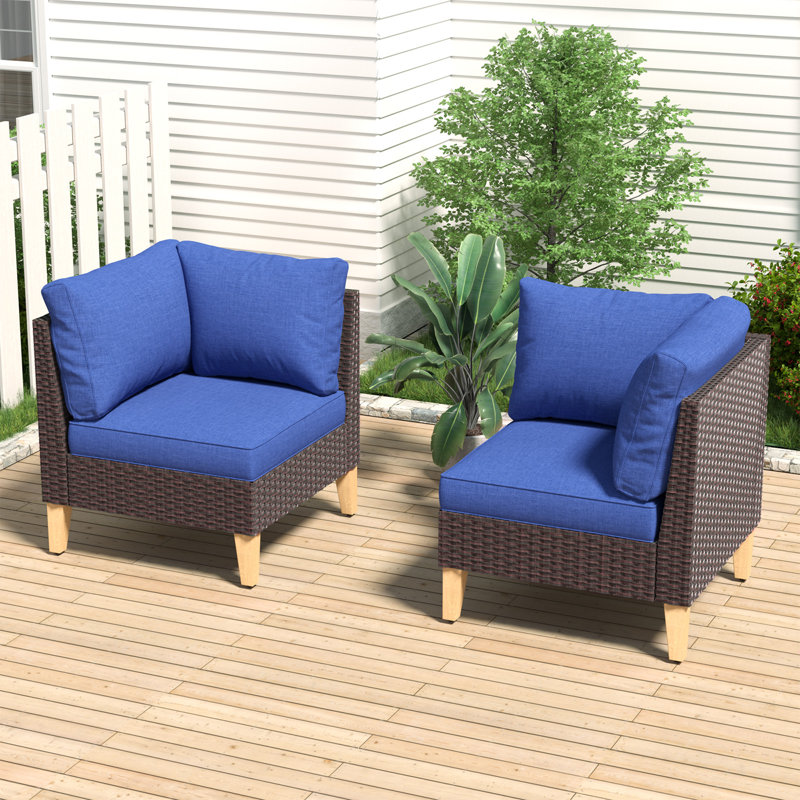 Chaise d'appoint de patio avec coussins Tuule, Bleu
