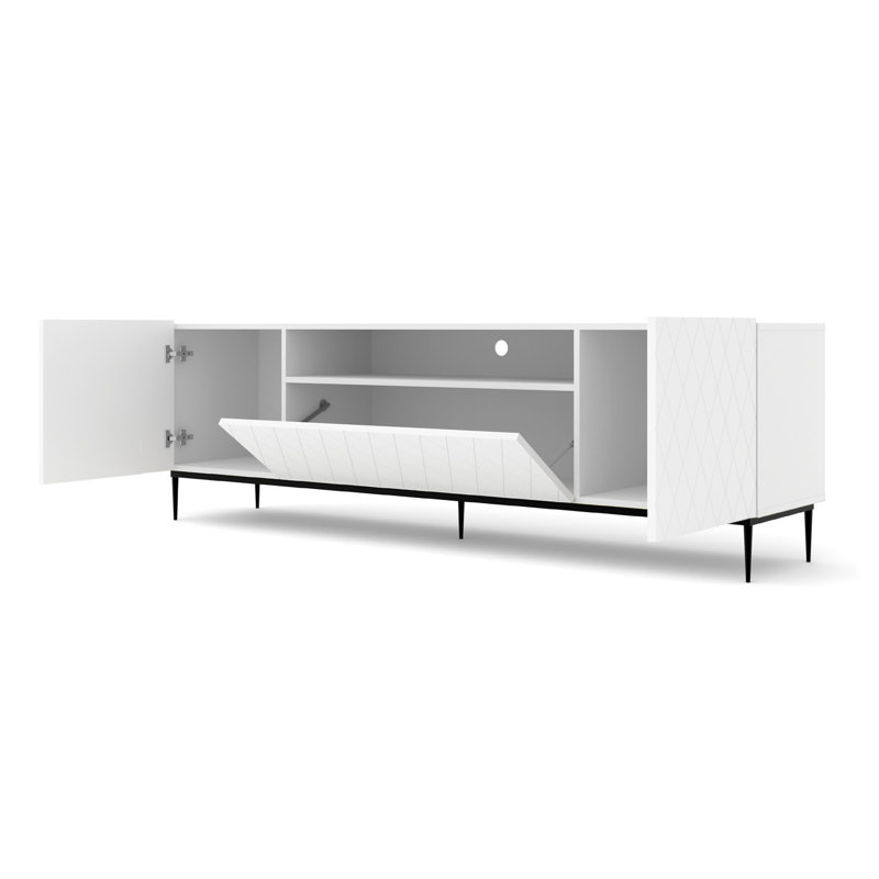 Hocker Unfinished TV Stand for TVs up to 88", White Matt/Black