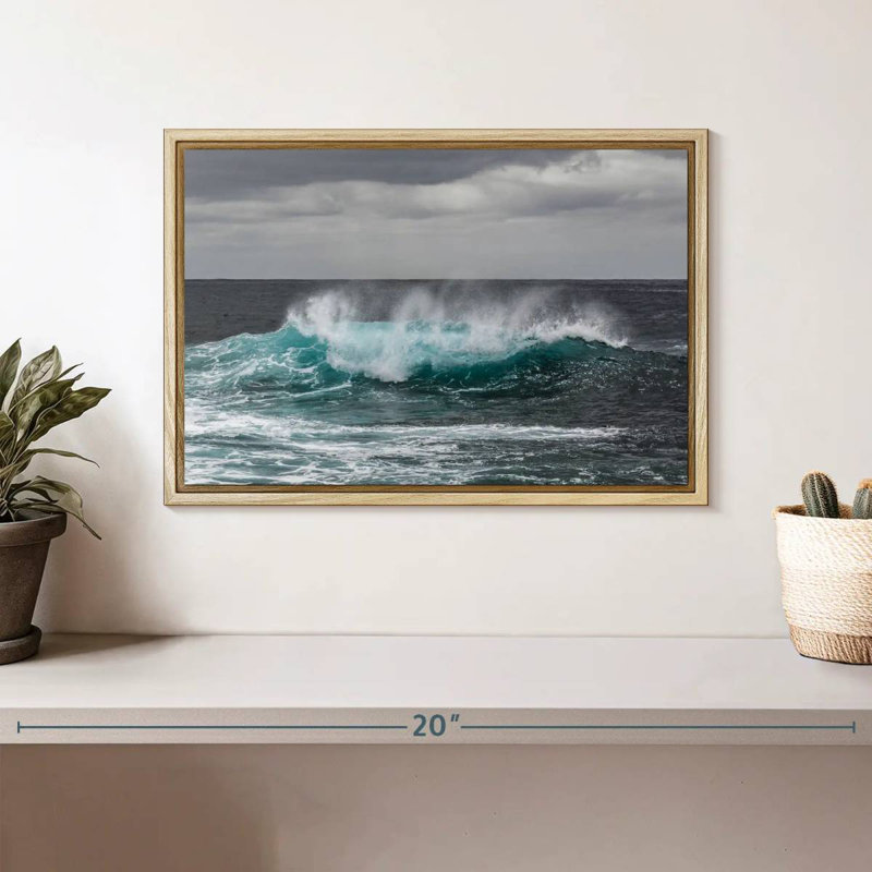 Ocean Wave Pop, Cadre flottant en bois naturel, 13 po x 9 po