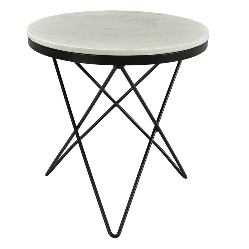 Haley Marble End Table, Black