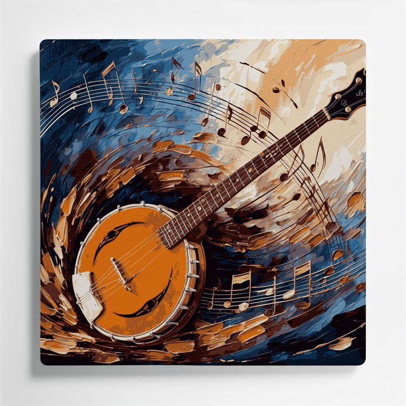 «Music Banjo», art mural en métal mauve, H 32 po x l 32 po