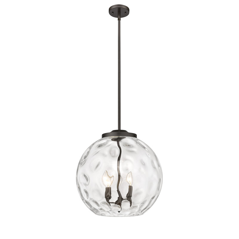 Luminaire suspendu sphère 3 lumières 3 lumières, Bronze huilé, H 17,13 po x l 15,75 po x P 15,75 po