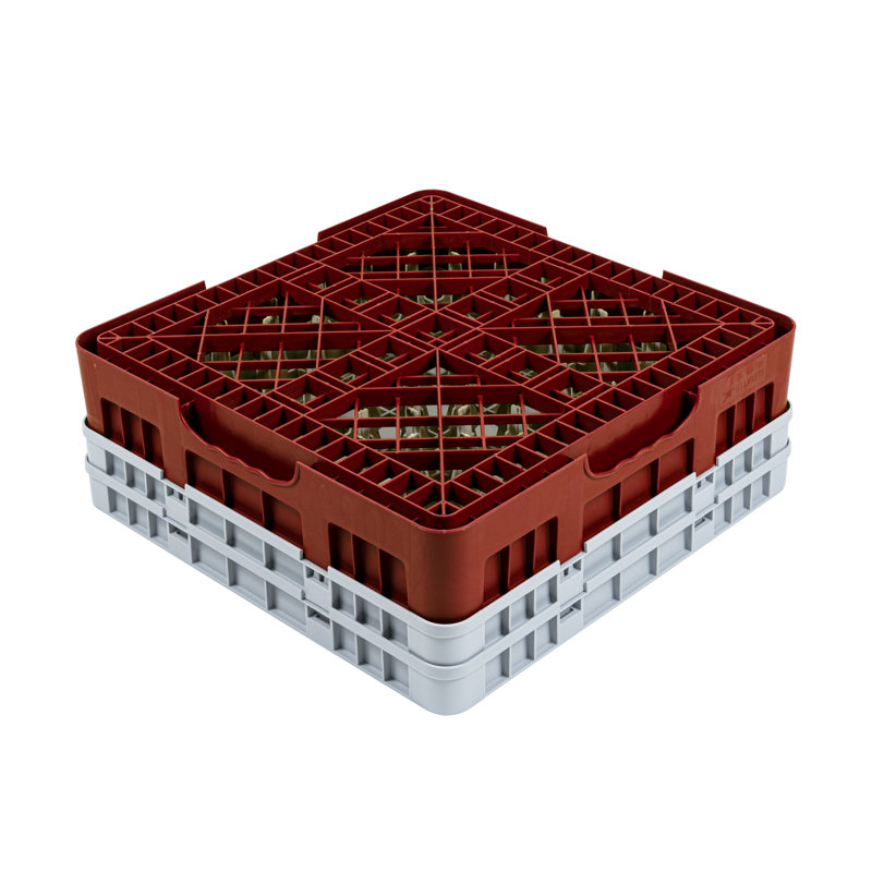  Porte-verres 19,69 x 19,69 x 7,24 pouces 16 compartiments 1 extension pleine et demi-goutte, Rouge