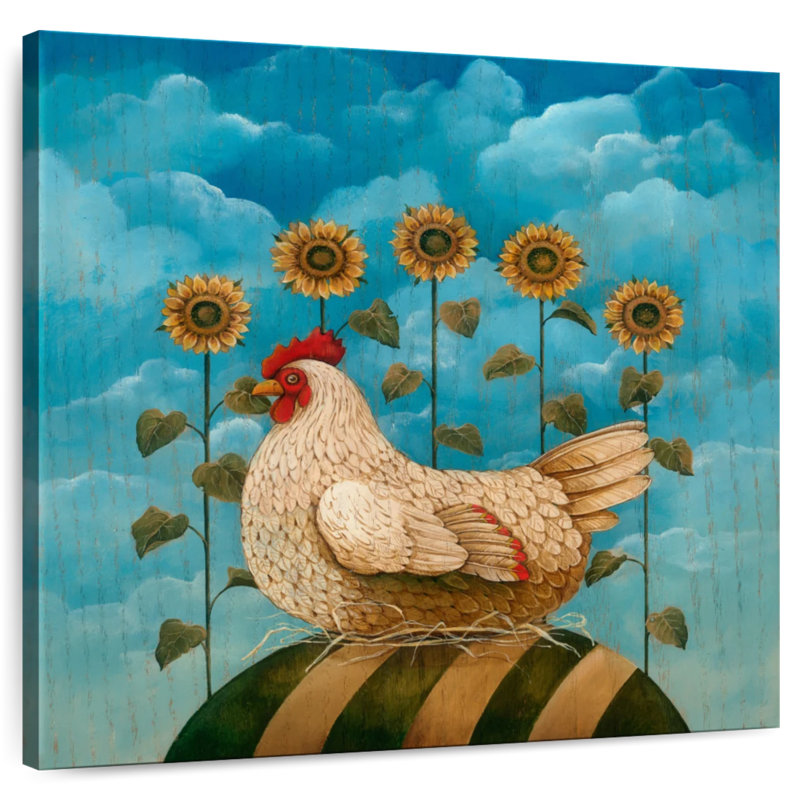 Crowle Chicken And Sunflowers, 30" H x 30" W