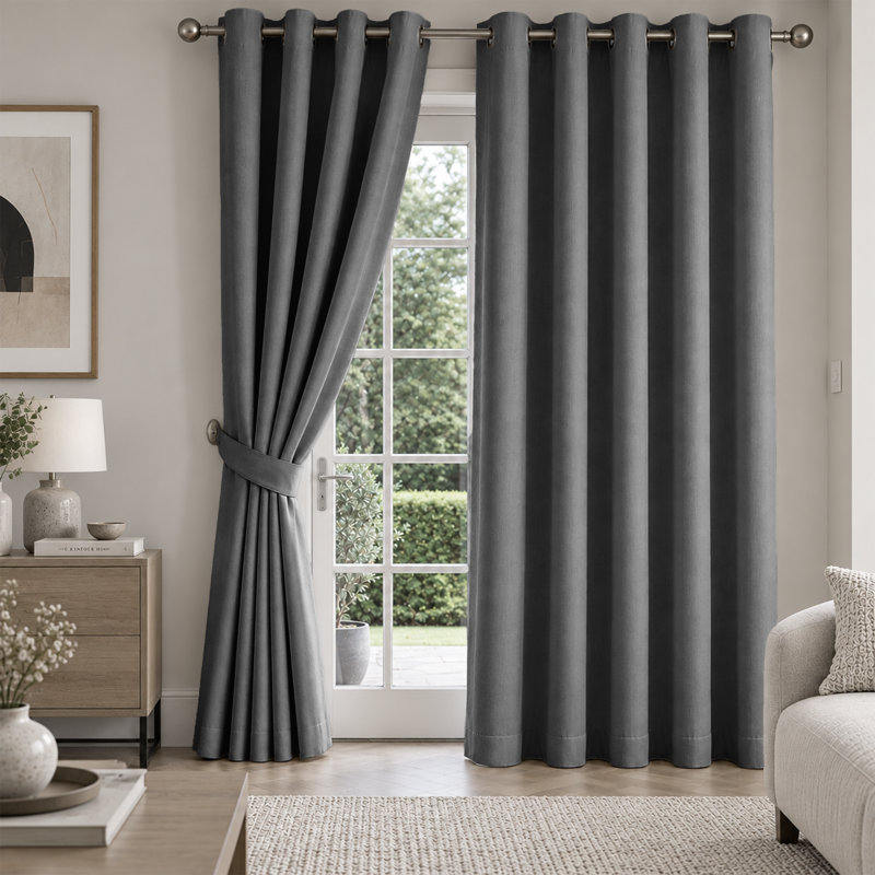 Imperial Homeware London Blackout Curtains, Dark Grey, 117 × 137 cm