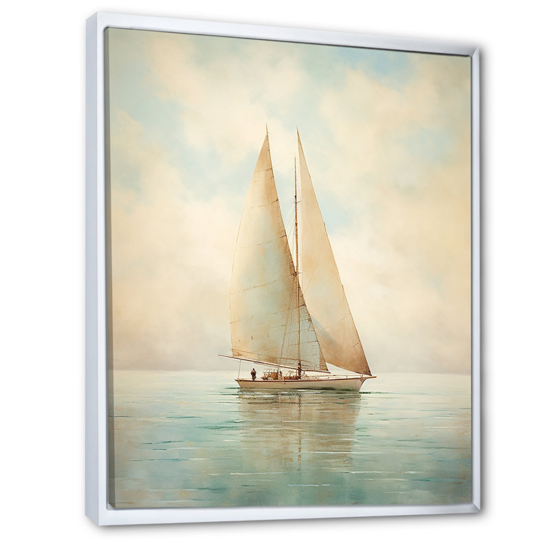 Voilier «Whispering Breezes II» - Bateau à voile, art mural, H 32 po x l 24 po, Reproduction avec cadre flottant, Blanc